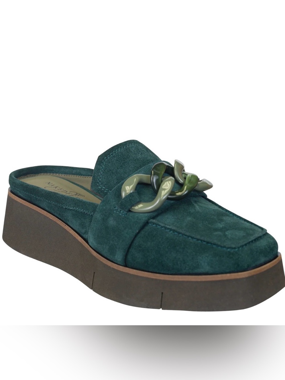 NAKED FEET - ELECT IN EMERALD PLATFORM MULES-NWT-size 8.5
